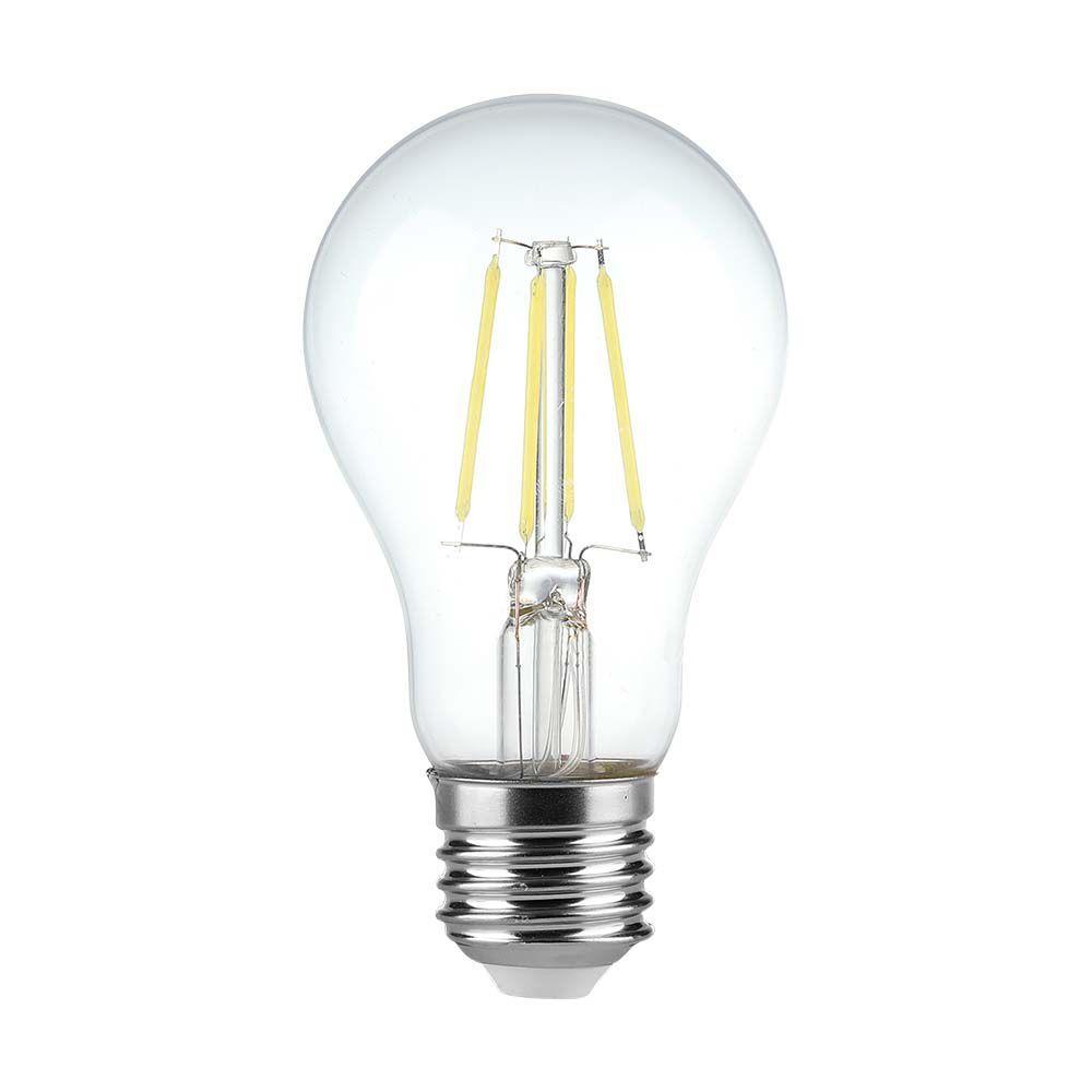 4W A60 Żarówka LED Filament, Barwa:3000K, Ściemniana - 3 stopnie, Trzonek:E27, VTAC, SKU 6845