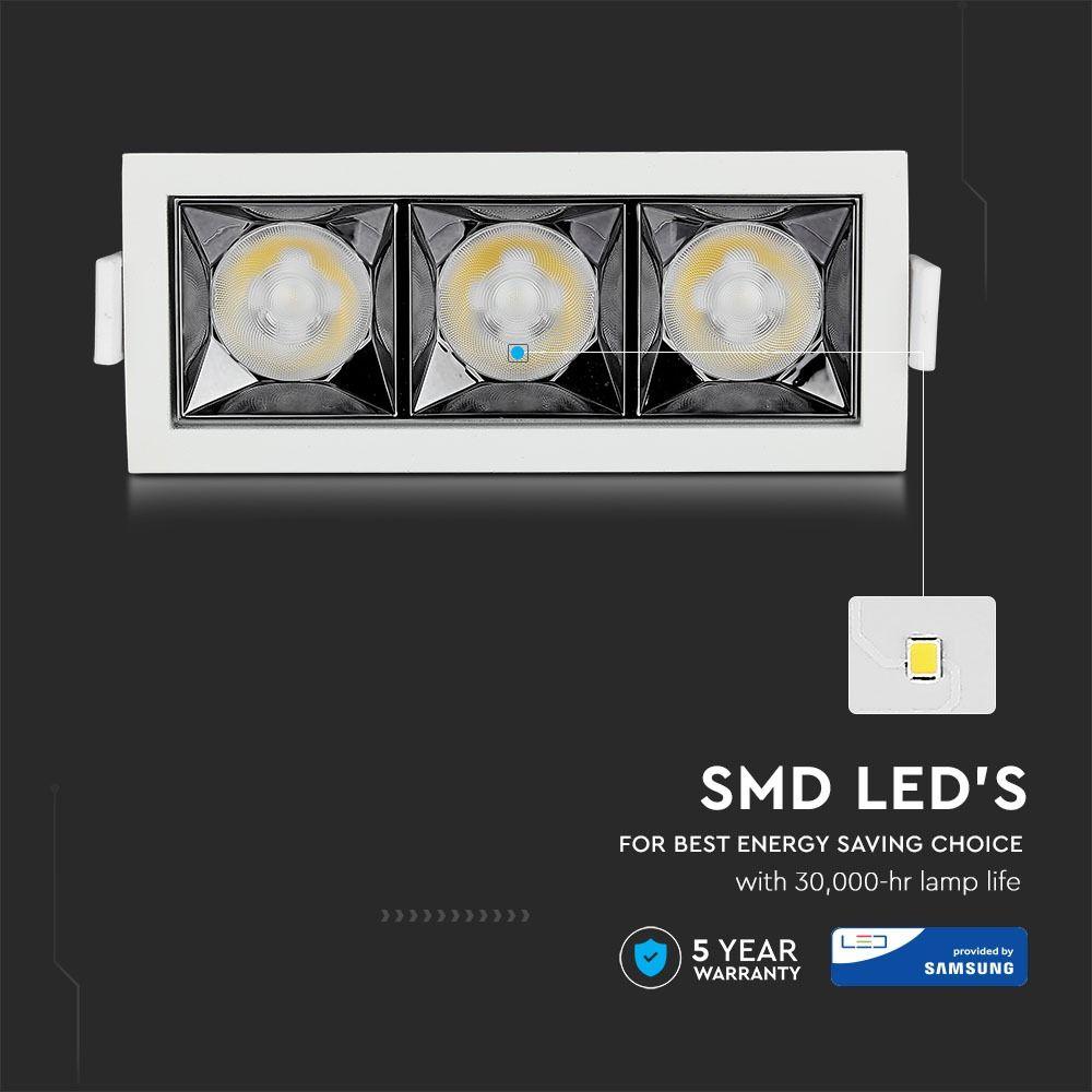 12W Oprawa wpuszczana reflektor LED, Chip SAMSUNG, Barwa:2700K, Kąt 12', VTAC, SKU 975