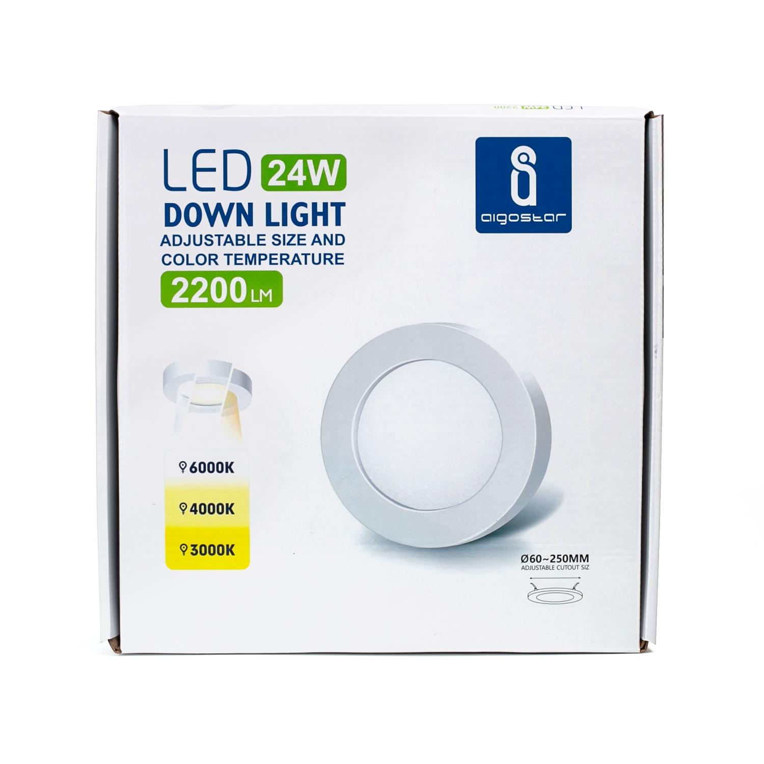 Downlight okrągły LED E6 24W Regulowana wielkość i temperatura koloru (24W,3000K/4000K/6000K,2200lm)