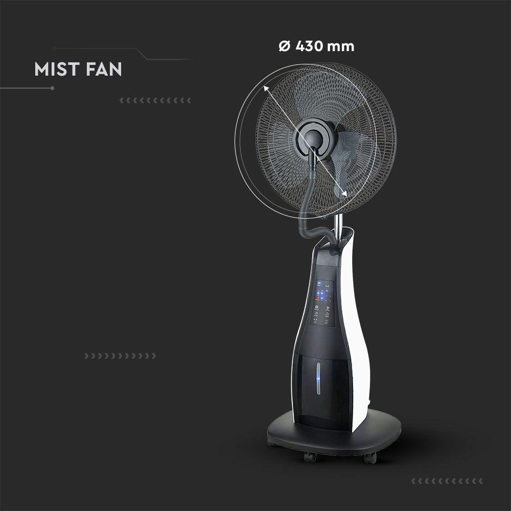 VT-8217-3 80W LED MIST FAN REMOTE CONTROL ROUND BASE 3 BLADES 16INCH