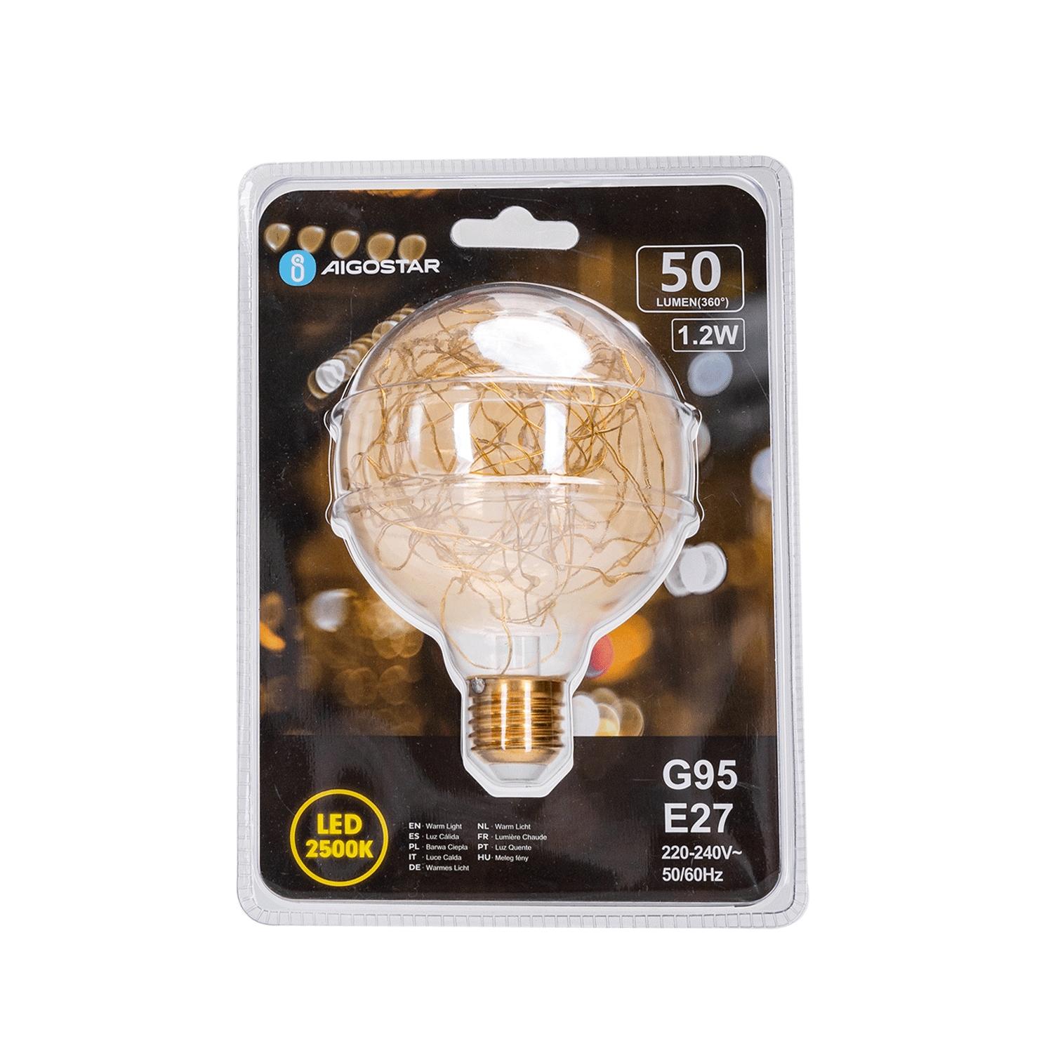 LED copper wire filament bulb G95 E27 1.2W