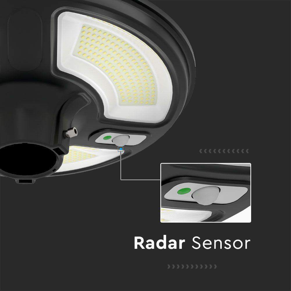 7.5W Ogrodowa Lampa Solarna z czujnikiem ruchu, Barwa:6500K, Obudowa: Czarna, VTAC, SKU 5151