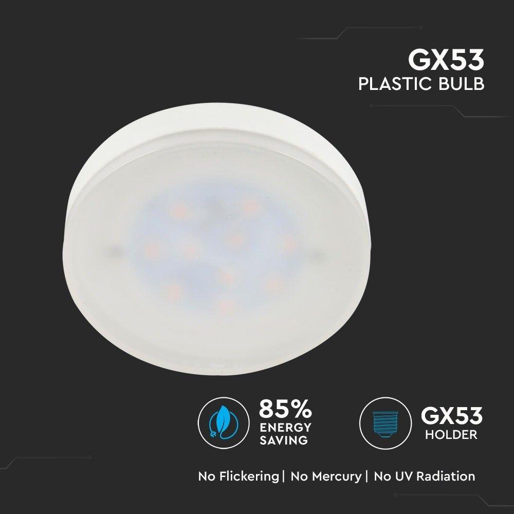 7W Żarówka LED, Chip SAMSUNG, Barwa:6400K, Trzonek:GX53, VTAC, SKU 224