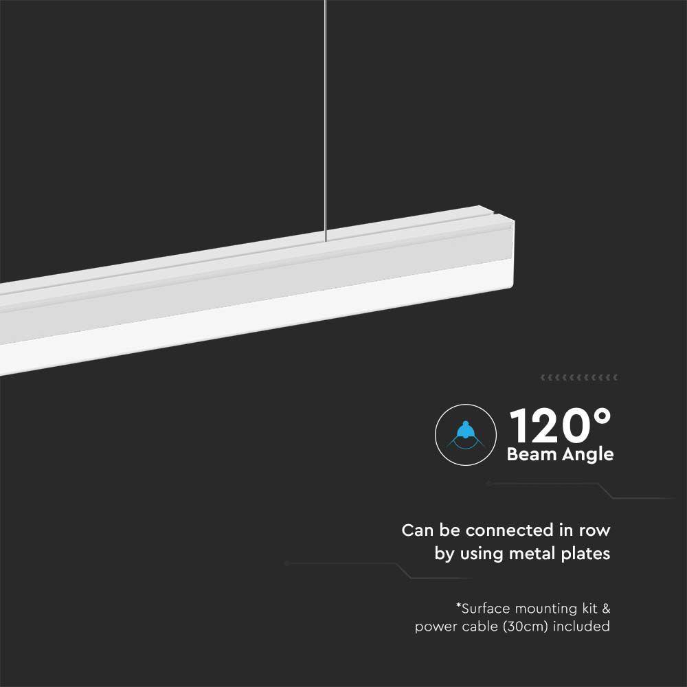 40W Oprawa Liniowa LED, Barwa: 4000K, Obudowa: Biała      , VTAC, SKU 10138