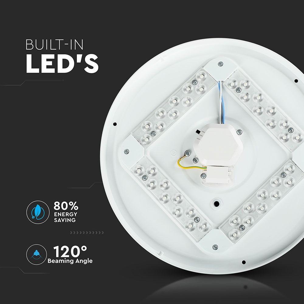 18W Plafon LED DOME, Średnica: 310, Klosz: Efekt gwiazdek, Barwa:3w1, VTAC, SKU 7604