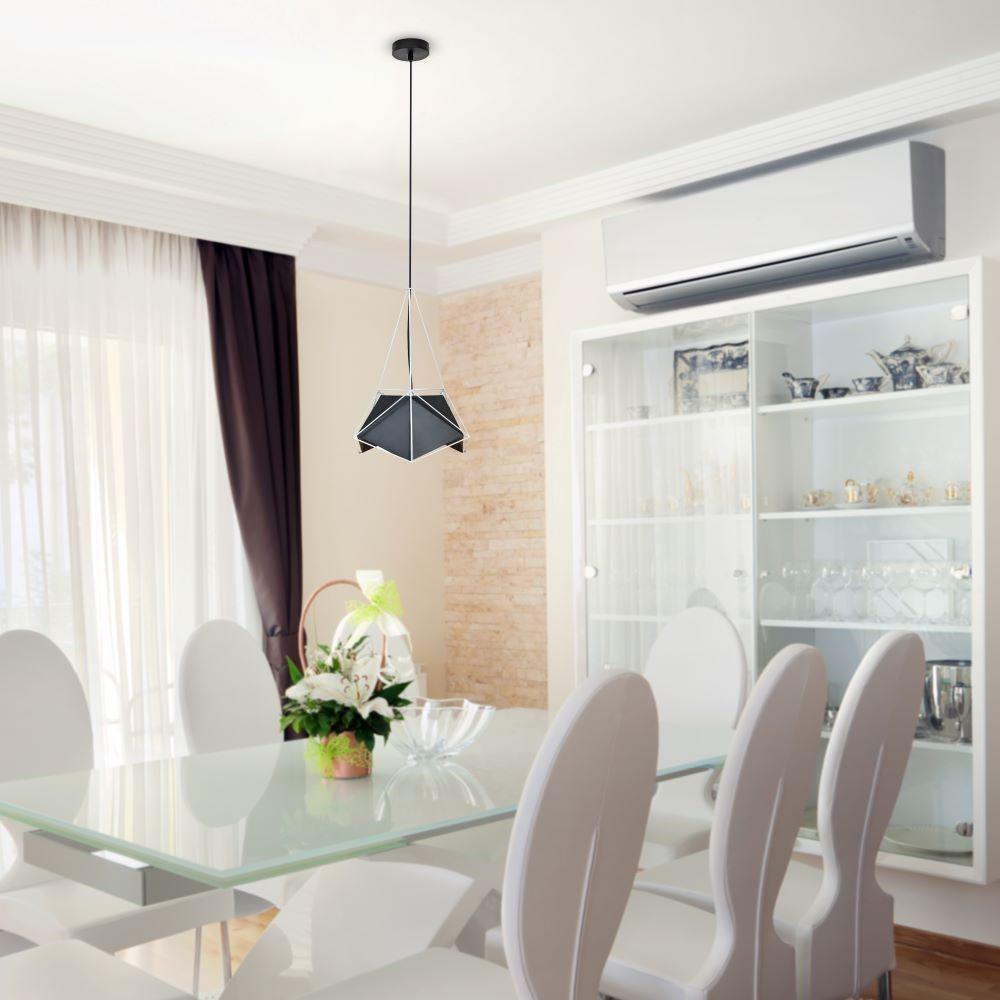 VT-7401 PRISM PENDANT LIGHT(E27),BLACK LAMPSHADE WITH WHITE WIRE-D:400*540MM