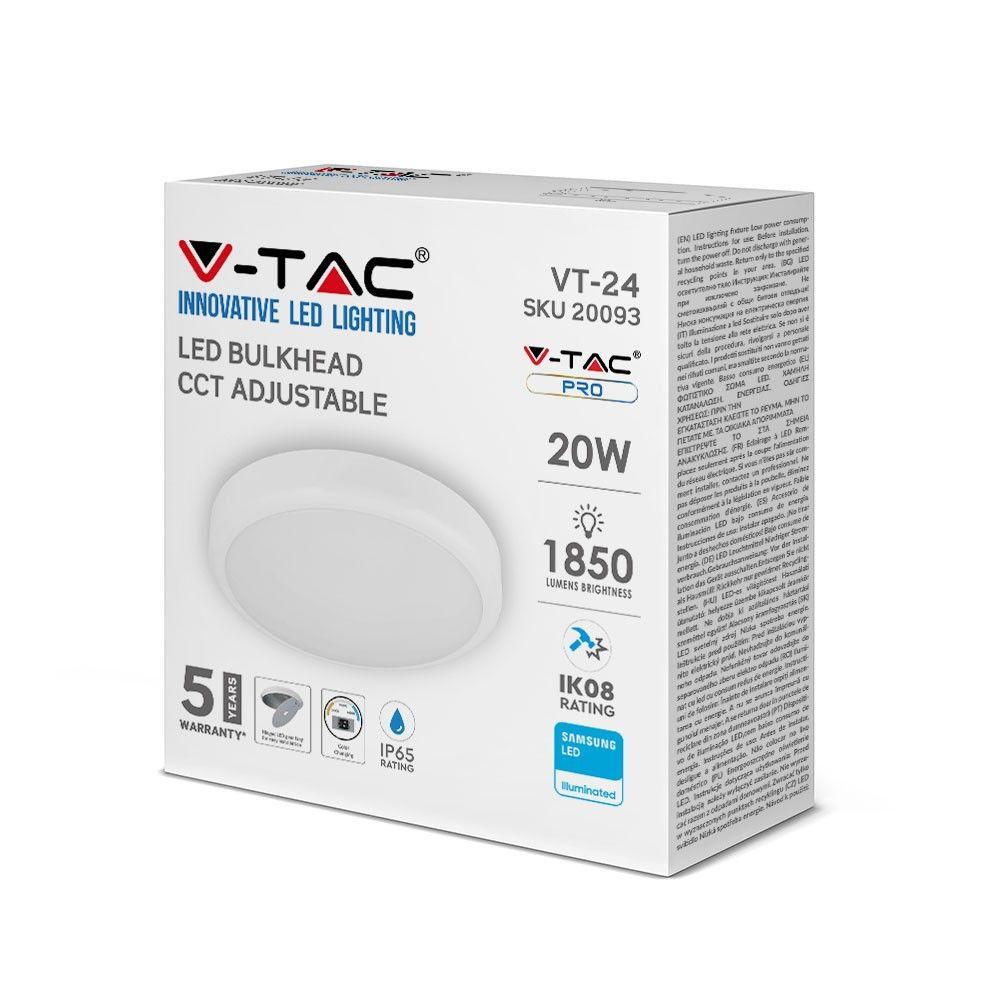 VT-24 20W LED DOME LIGHT SAMSUNG CHIP CCT:3IN1 IP65 5YRS WTY