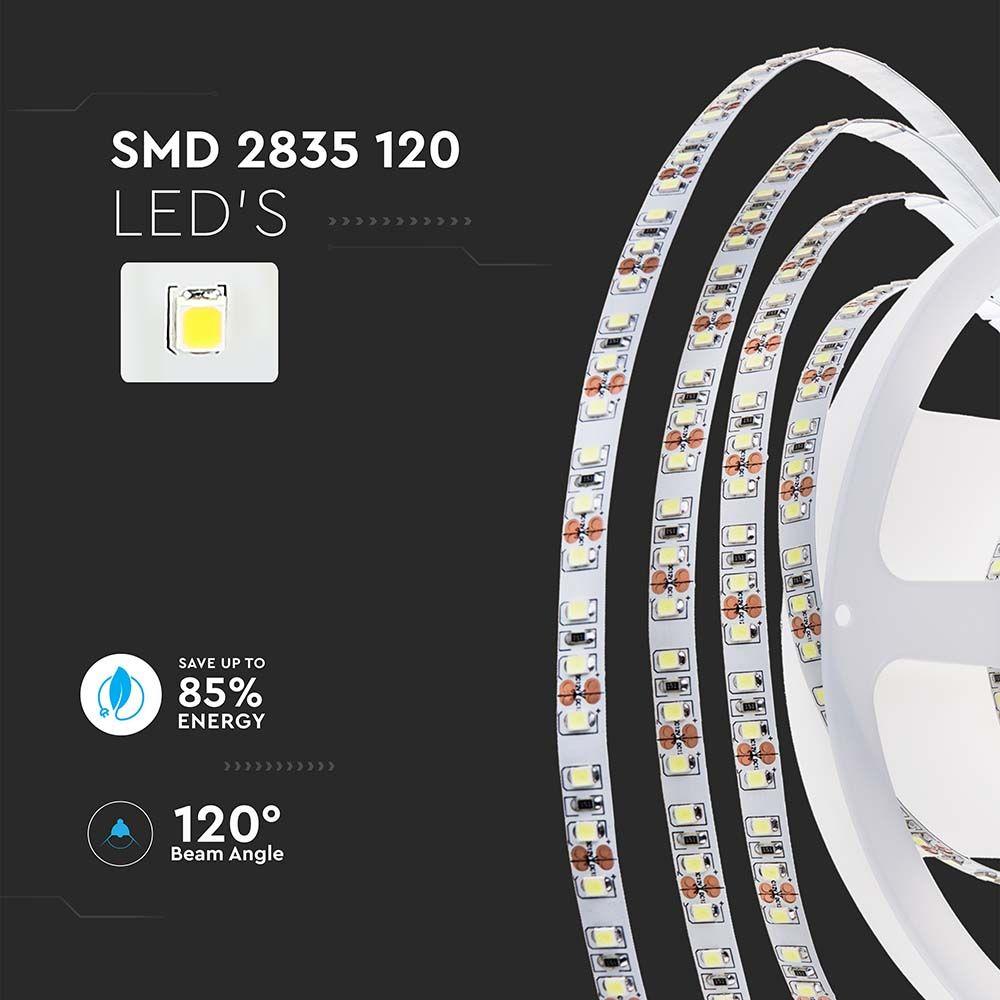 VT-2835 120 8W/M LED STRIP LIGHT 6500K IP20 24V DOUBLE PCB (10M/ROLL)(PRICE PER M)