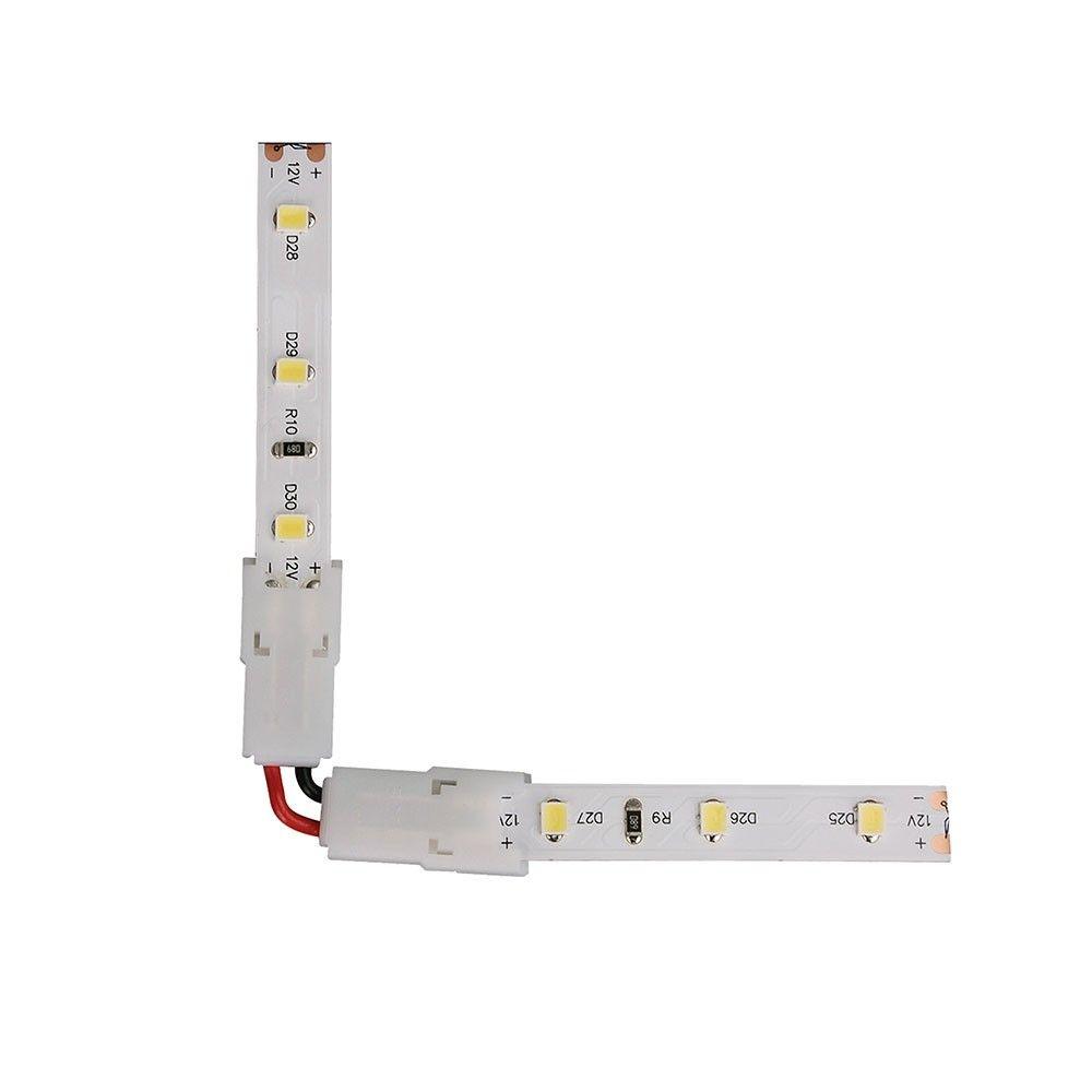 Złączka do taśm LED 8mm, kątowa z krótkim przewodem, IP20, VTAC, SKU 2658