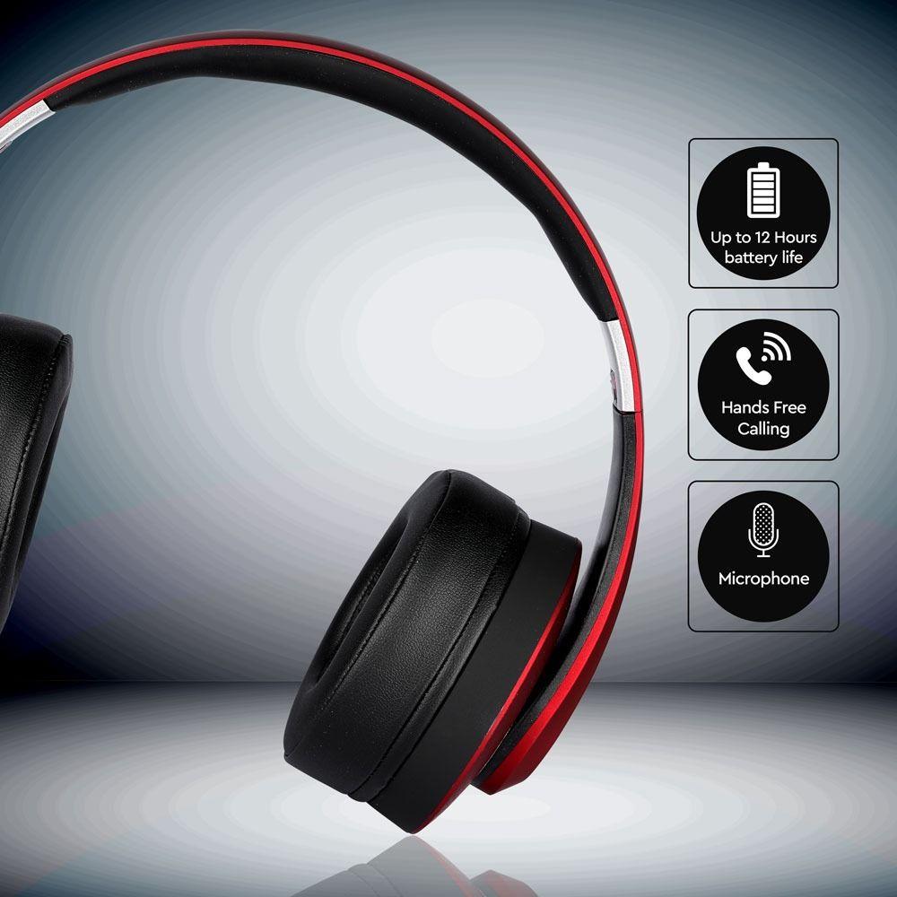 VT-6322 BLUETOOTH WIRELESS HEADPHONE WITH ADJUSTABLE HEAD-500mah-RED