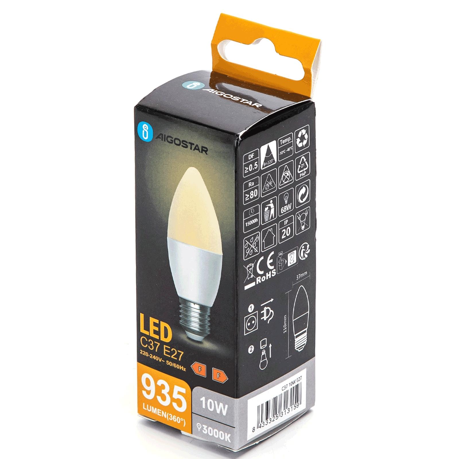 LED C37 E27 10W 3000K(10W,E27,3000K)