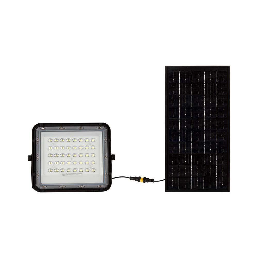 10W Solarny naświetlacz LED z czujnikiem zmierzchu, Panel z przewodem: 3m, Pilot, Bateria 6000mAh/ Barwa:6400K, Obudowa: Czarna, VTAC, SKU 7823