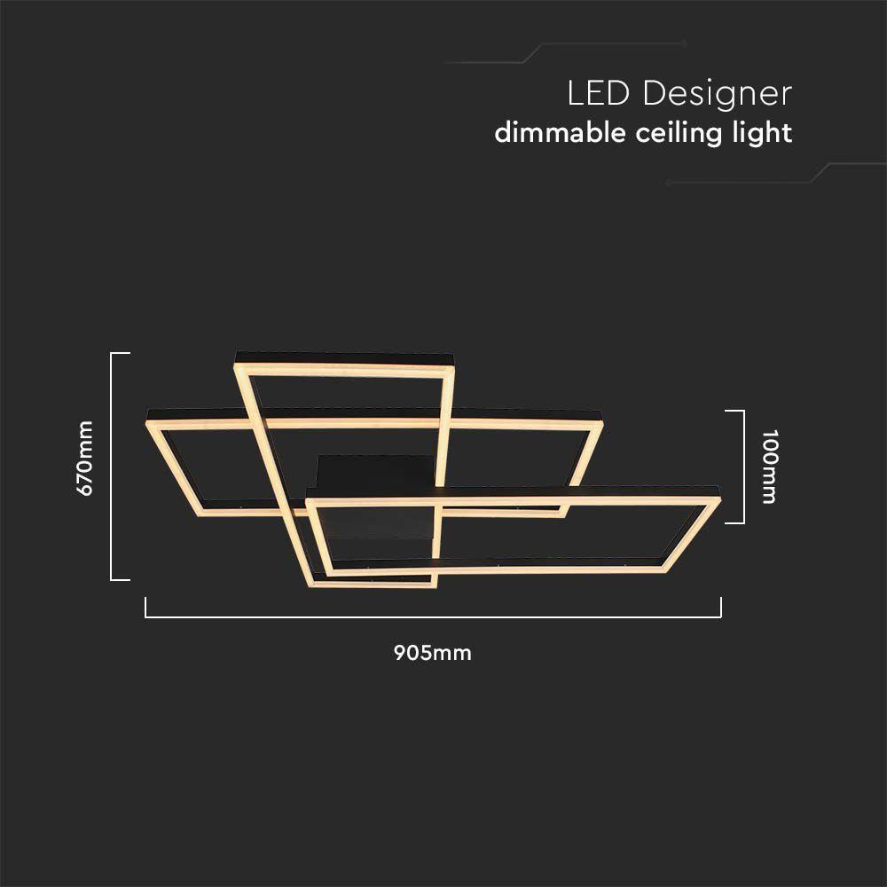 50W Dekoracyjna lampa sufitowa LED L90xW67x9CM 3000K, Obudowa: Czarna      , VTAC, SKU 15347