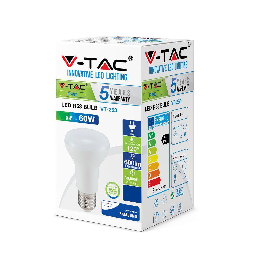 VT-263 8W R63 LED BULBS-SAMSUNG CHIP 4000K E27