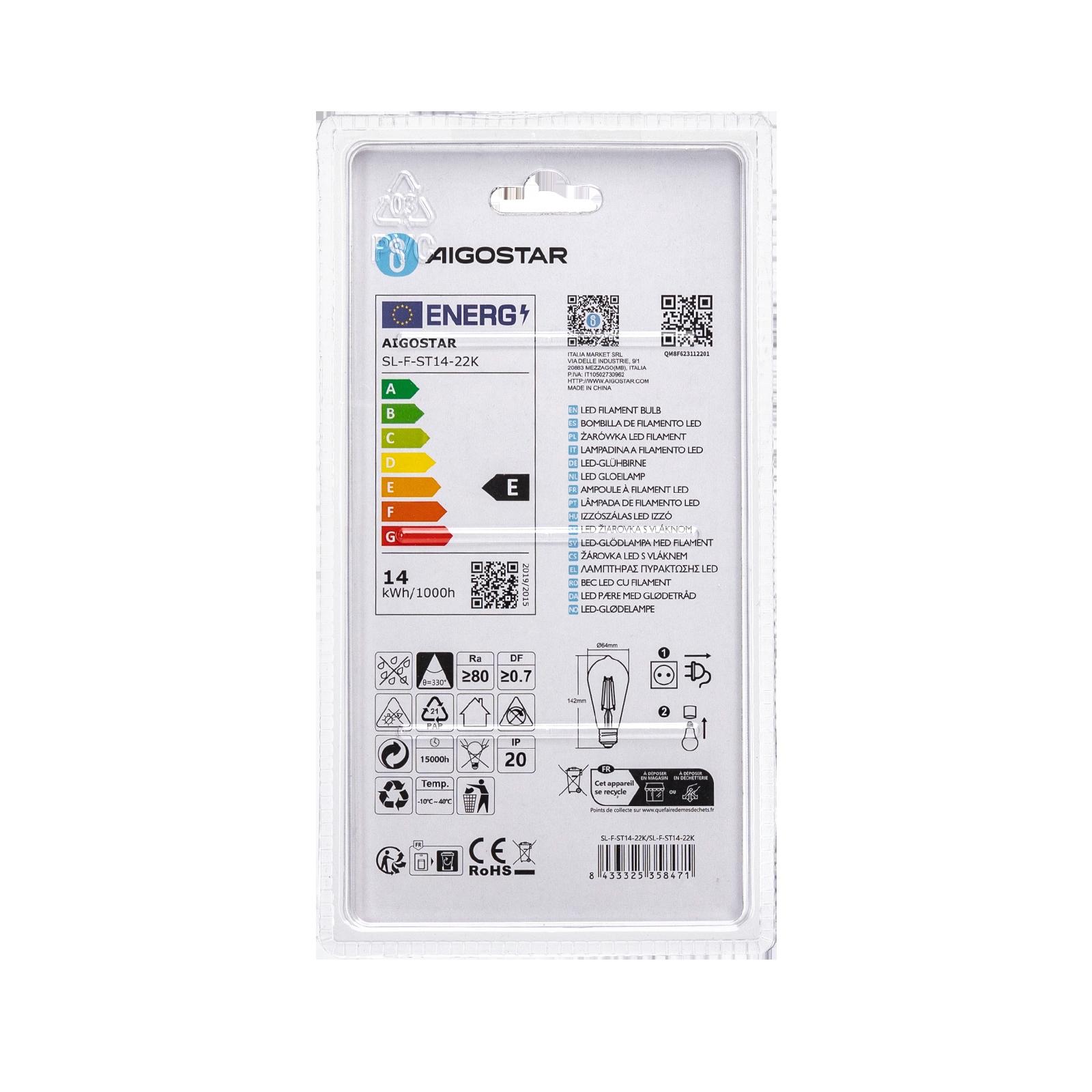 LED Filament Bulb (Amber) ST64 E27 18W