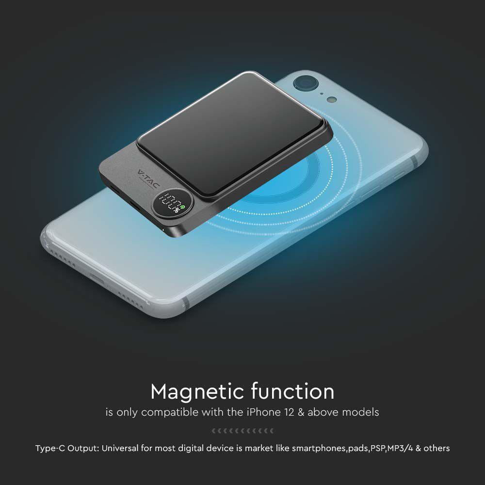 10000mAh 9mm ULTRA THIN MAG SAFE ALUMINUM ALLOY MAGNETIC POWER BANK WIRELESS FAST CHARGE SPACE GREY