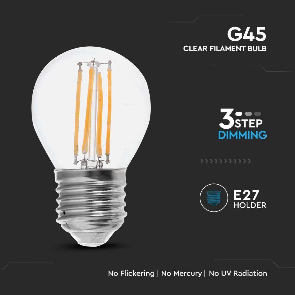 VT-2704 4W G45 FILAMENT BULB CLEAR COVER 3 STEP POWER DIMMING 3000K E27