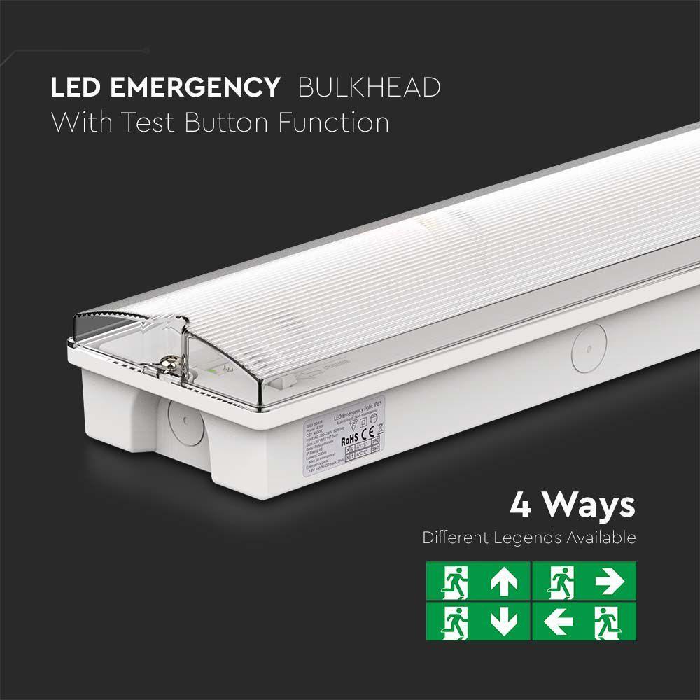 VT-996 3W LED EMERGENCY EXIT LIGHT SELF TEST BUTTON 6400K