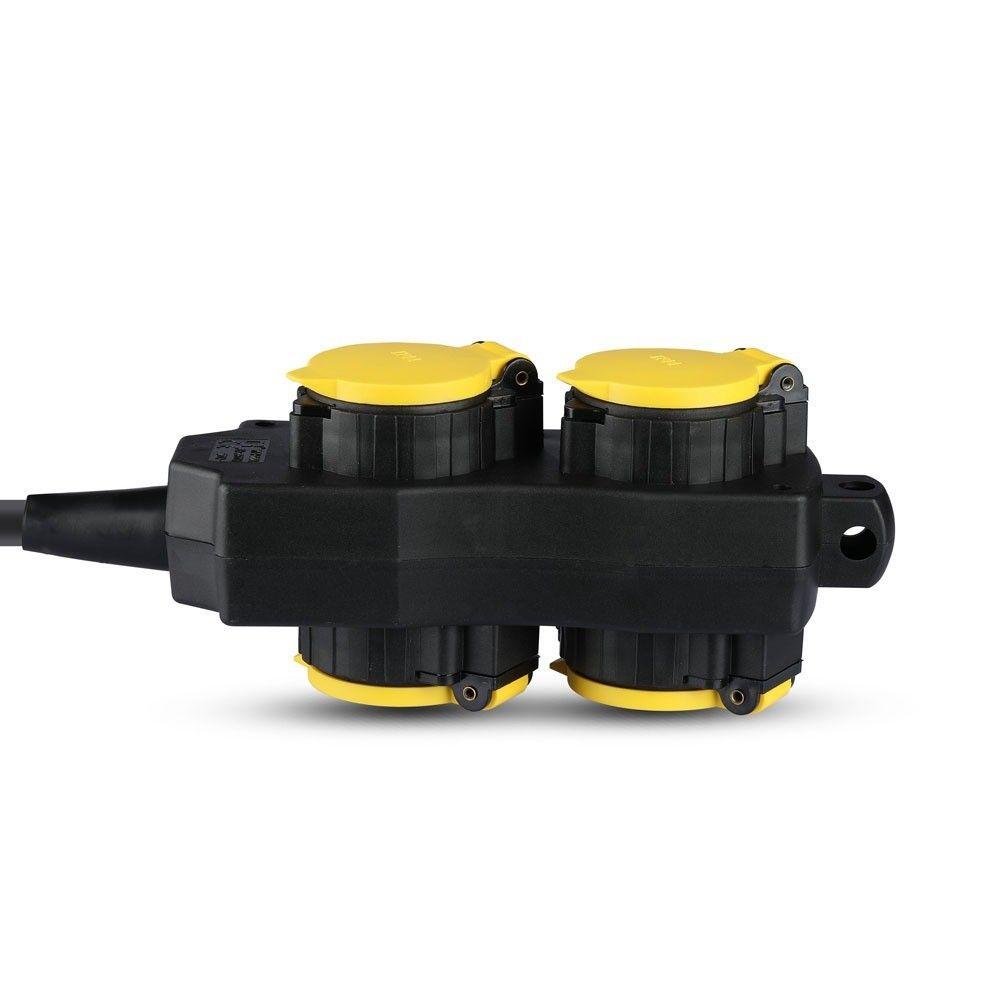 VT-1124-3 4 WAYS SOCKET (3G1.5MMX3M)-IP44--BLACK+YELLOW