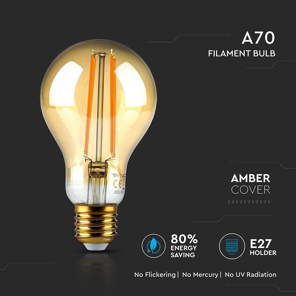 VT-2123 12.5W A70 LED FILAMENT BULB-AMBER GLASS 2200K E27