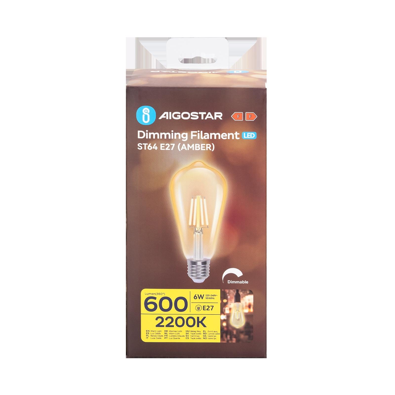 LED E27 ST64 6W Barwa Ciepła