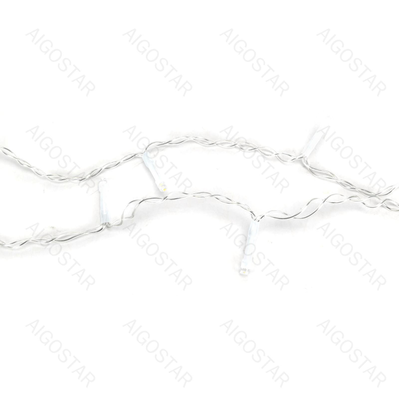 4AA Battery Flat String Lights-Cool White-0.3M+20M-200LED-10CM/LED-transparent wire-8blink+time+IP44