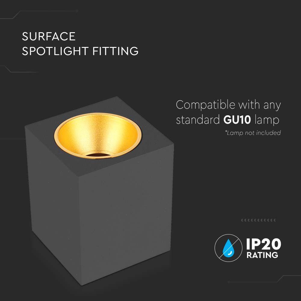 VT-979 SURFACE MOUNTED GU10 FITTING SQUARE BLACK