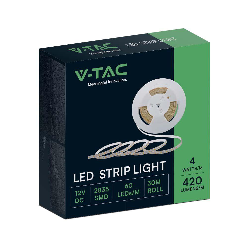 VT-2835 60 4W/M LED STRIP LIGHT 3000K 12V IP65 DOUBLE PCB 30M ROLL