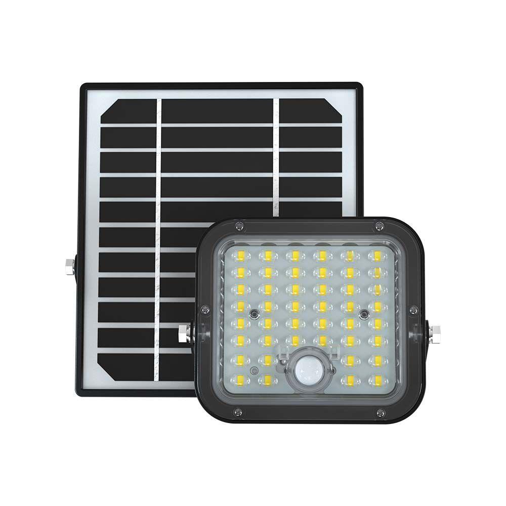 10W Naświetlacz solarny LED 1500LM, Bateria: LiFePO4 3.7V 3600mA, Barwa: 4000K, Kolor: Czarny , VTAC, SKU 10314