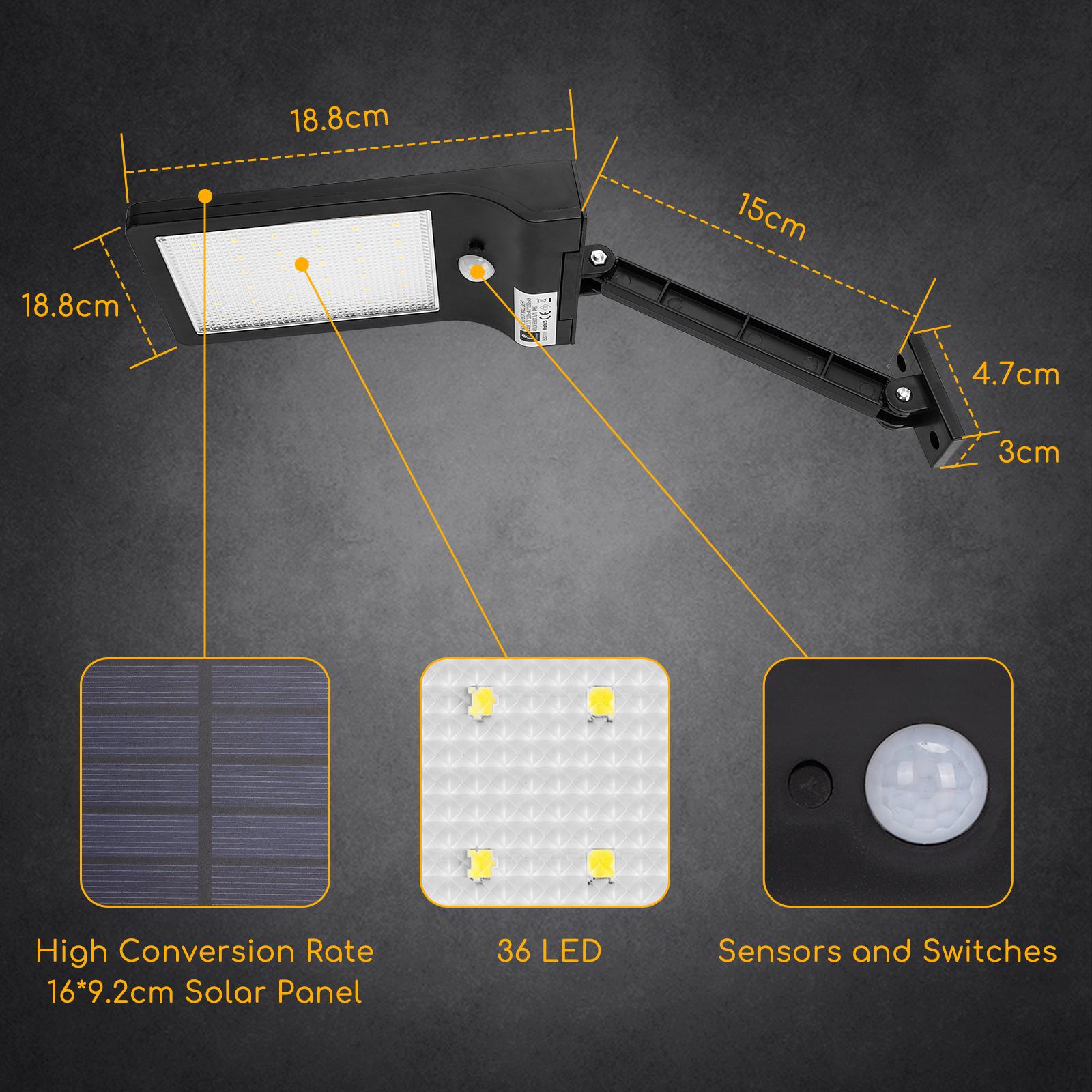 Czarny kinkiet LED z czujnikiem solarnym