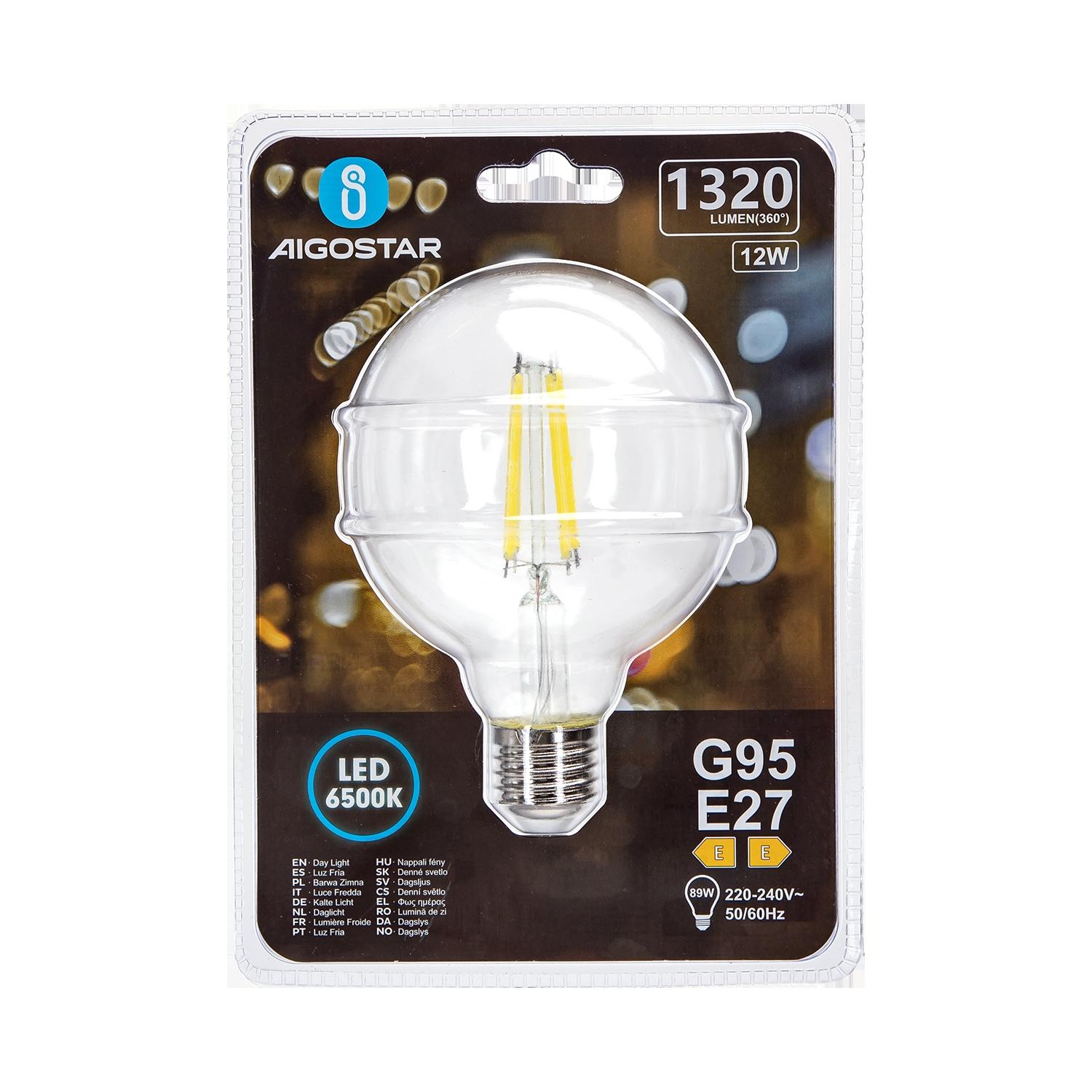 Żarówka LED Filament (Przezroczysta) G95 E27 12W