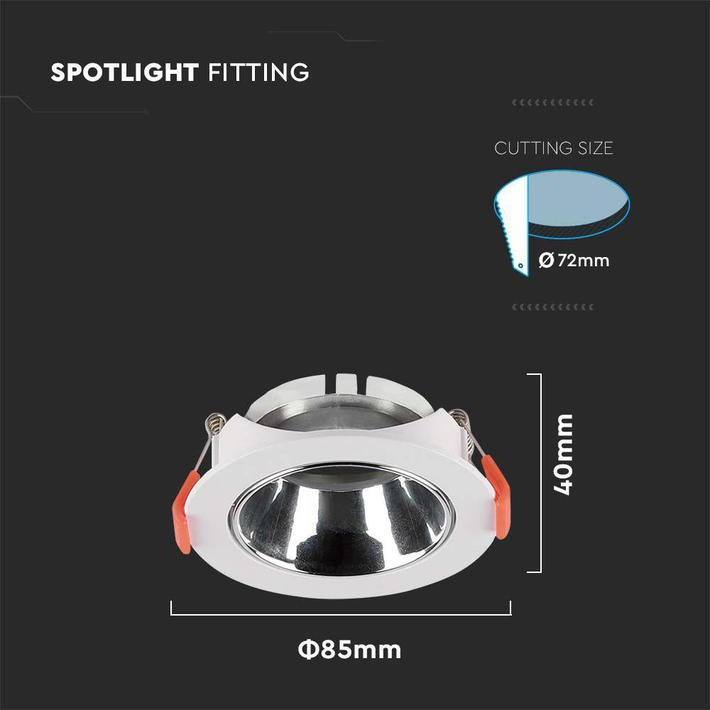 VT-931 GU10 FITTING ROUND WHITE FRAME+CHROME REFLECTOR