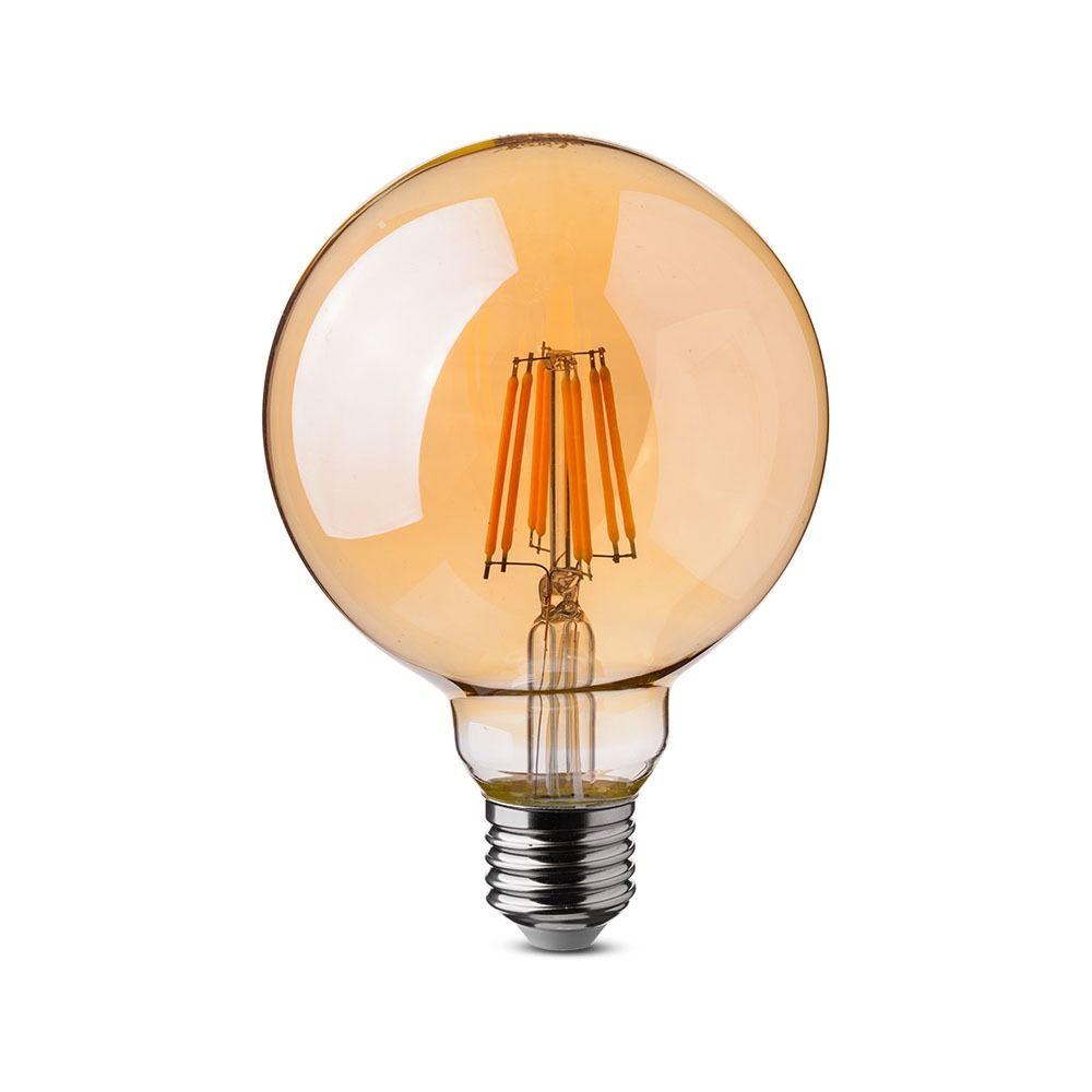 VT-2018D 8W G125 LED FILAMENT BULB AMBER GLASS 2200K E27 DIMMABLE