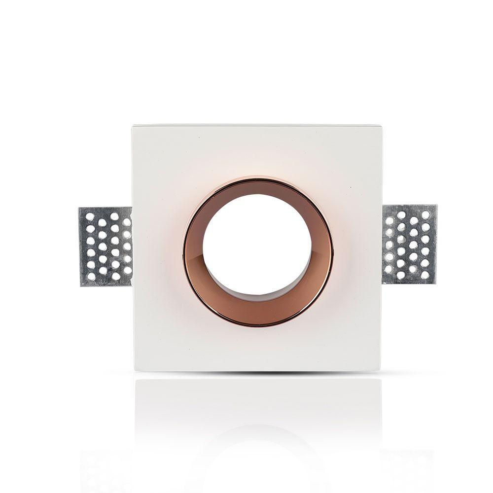 VT-866 GU10 WHITE GYPSUM (RECESSED) WITH MATT ROSE GOLD METAL -SQUARE