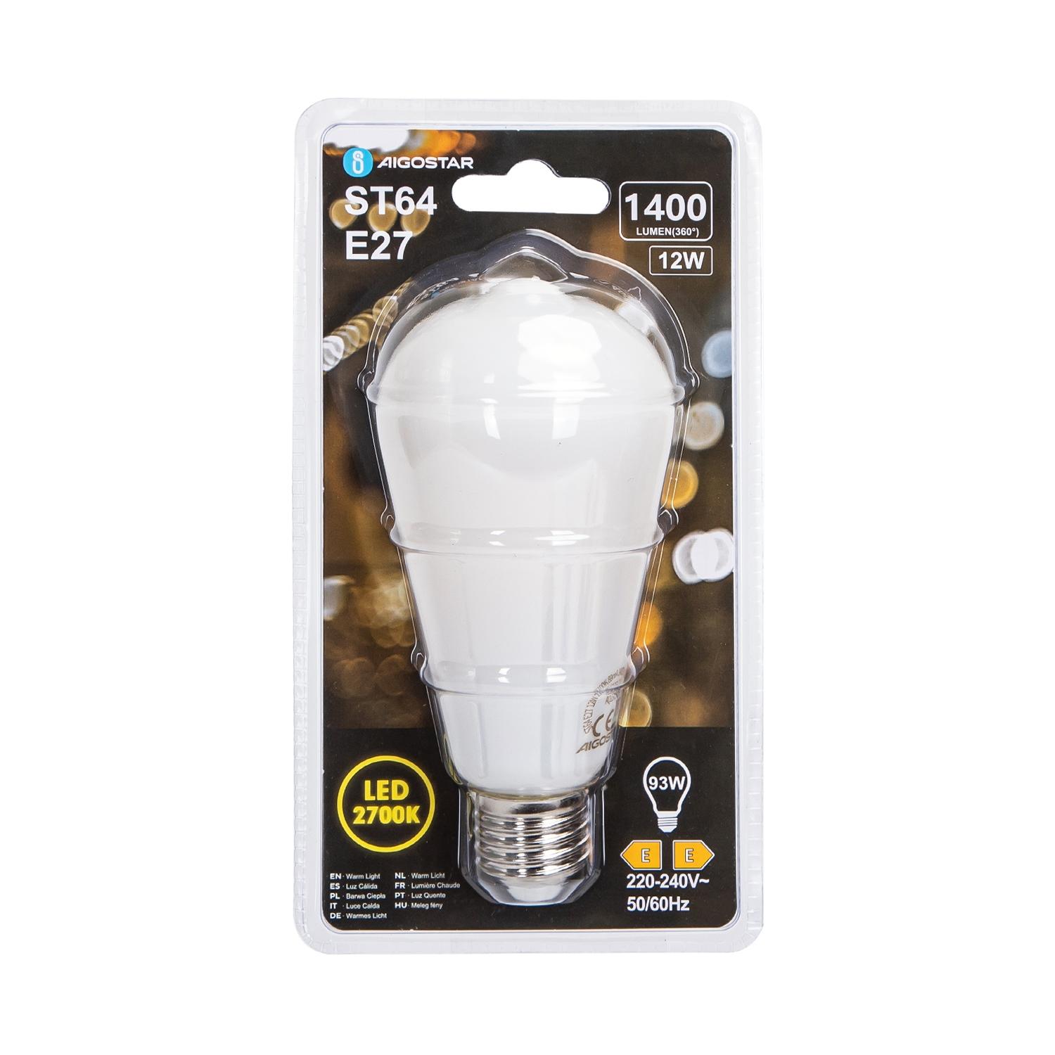 LED milky white lampshade filament bulb ST64 E27 12W