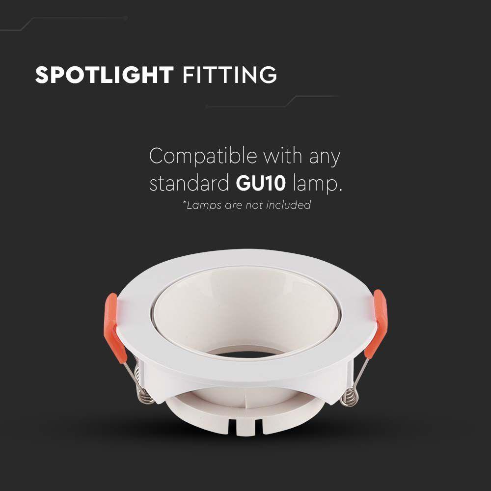 VT-931 GU10 FITTING ROUND WHITE FRAME+WHITE REFLECTOR