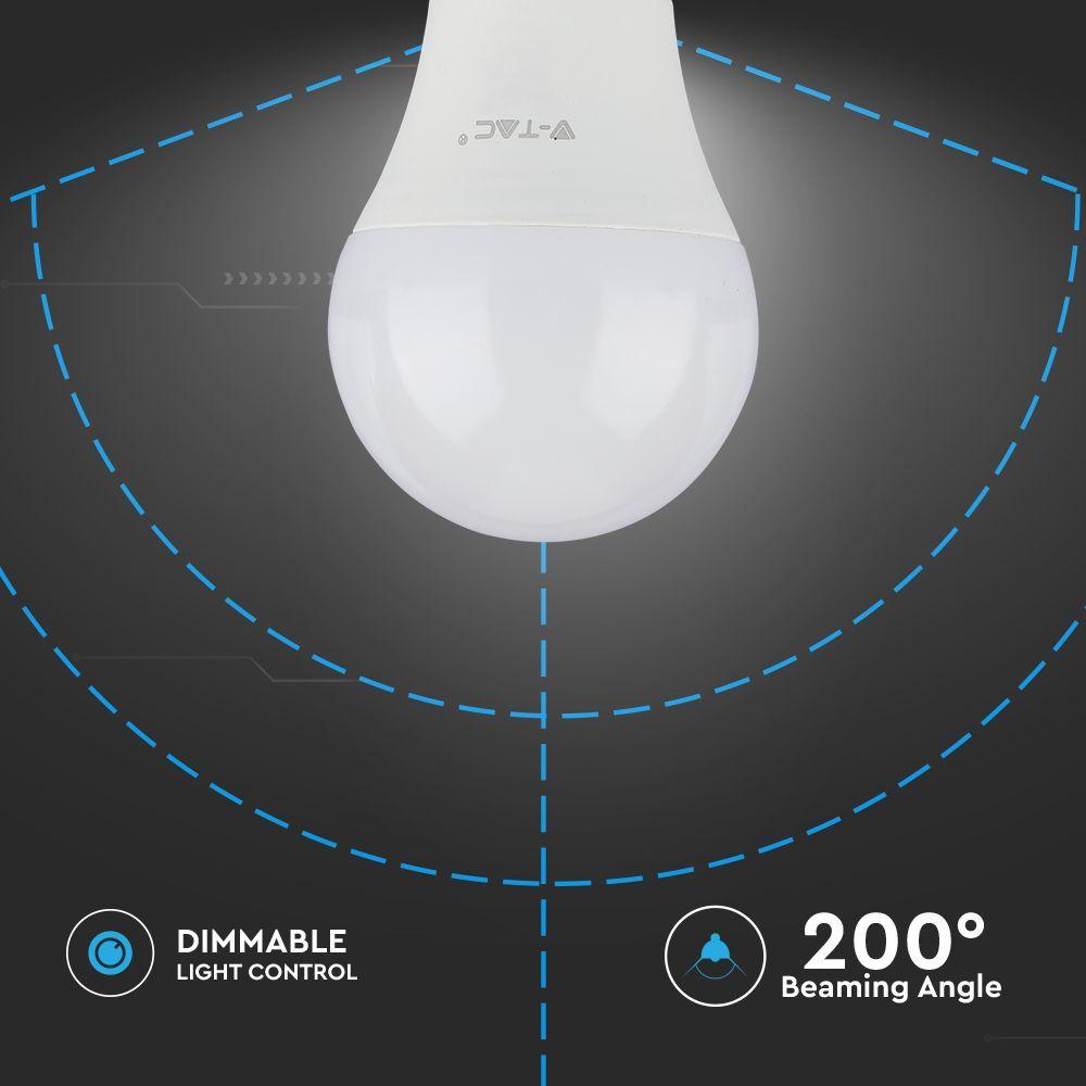 12W Żarówka LED A60, Chip SAMSUNG, Barwa:6400K, Trzonek:E27, ściemniana, VTAC, SKU 20185