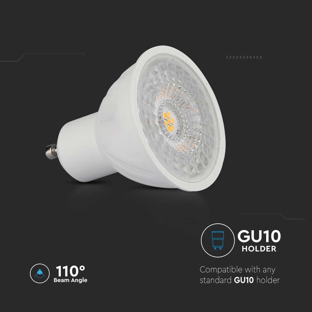 6W GU10 Żarówka LED, Chip SAMSUNG, Barwa:3000K, Kąt 110', Trzonek:GU10, VTAC, SKU 21192