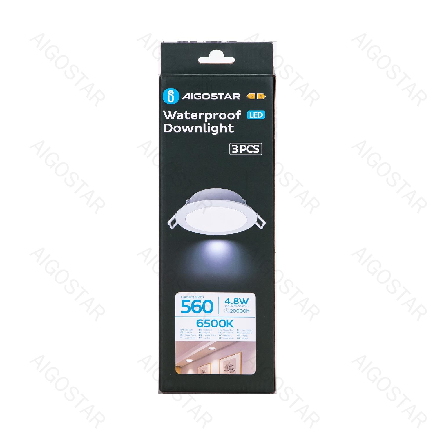 Wodoodporny downlight IP65 4,8 W 6500 K 3 szt.