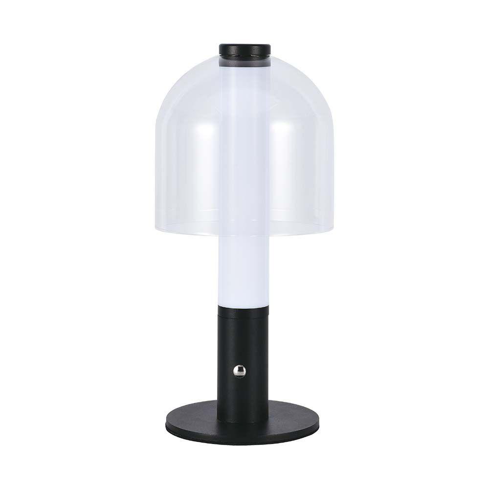 Lampka nocna LED zasilana bateryjnie, Wysokość:30cm, Bateria 1800mAh, Ściemnianie przez dotyk, Barwa:3w1, Obudowa: Czarna + transparenty, VTAC, SKU 7988