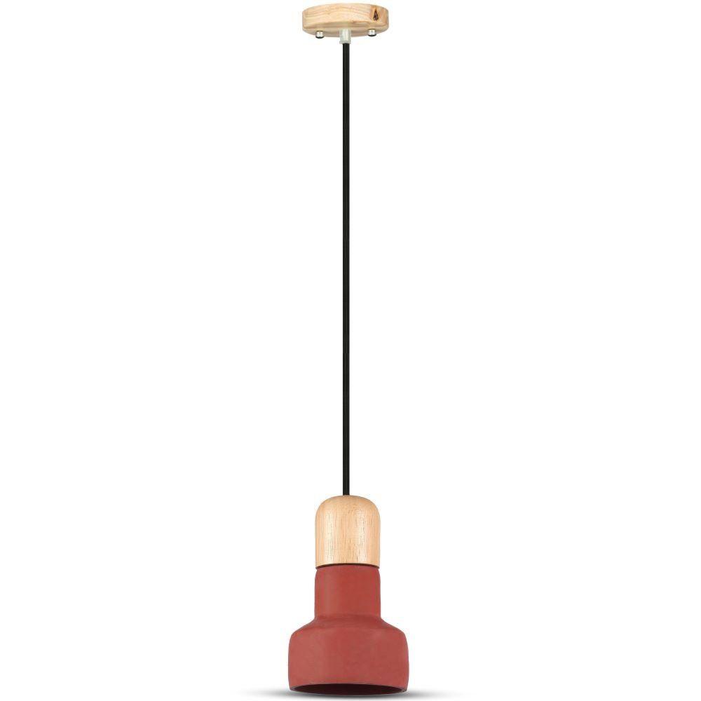 VT-7125 E27 CONCRETE+WOOD PENDANT LIGHT-RED D:125