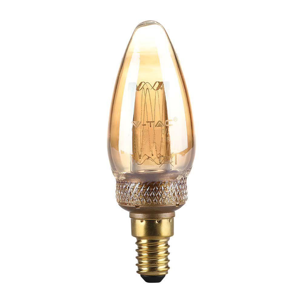 VT-2152 2W LED ART FILAMENT CANDLE BULB AMBER GLASS 1800K E14