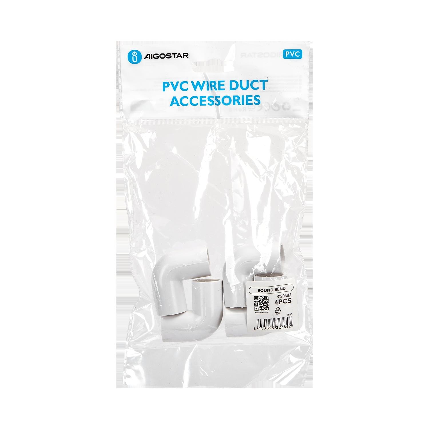 PVC Round Wire Duct Bend White 20mm 4PCS