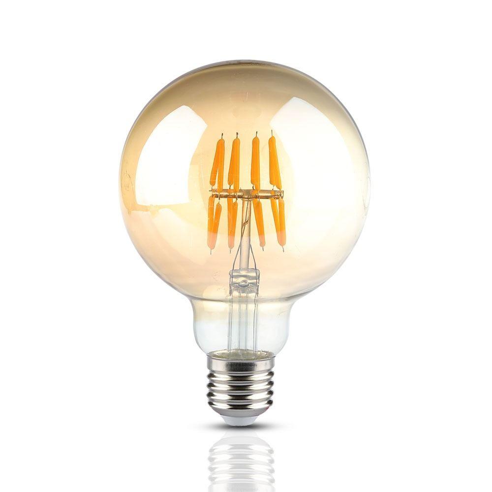 VT-2019 8W G95 LED FILAMENT BULB AMBER GLASS 2200K E27