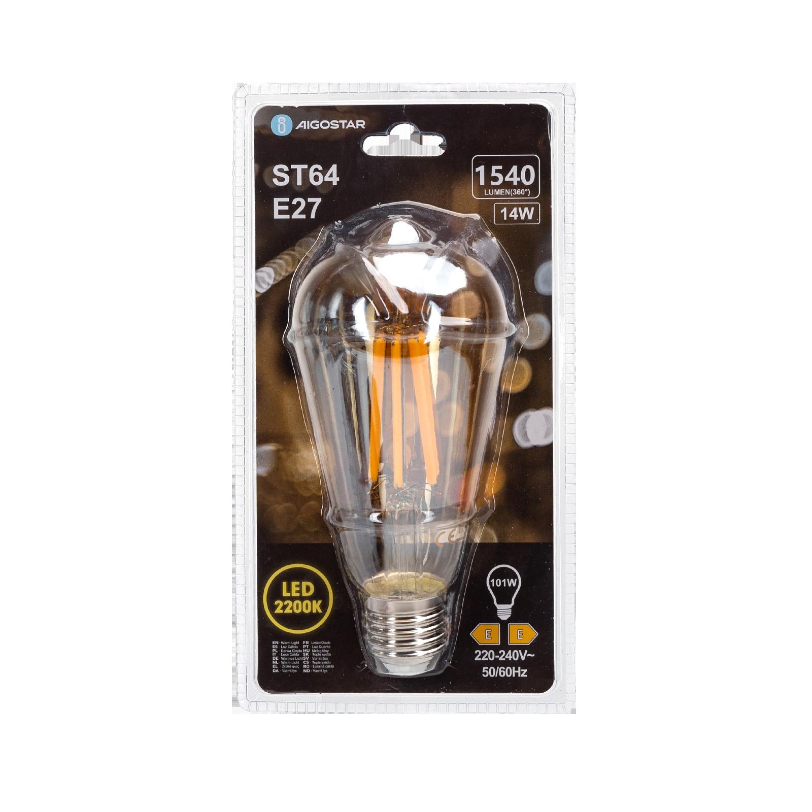 Żarówka LED Filament (Bursztynowa) ST64 E27 14W