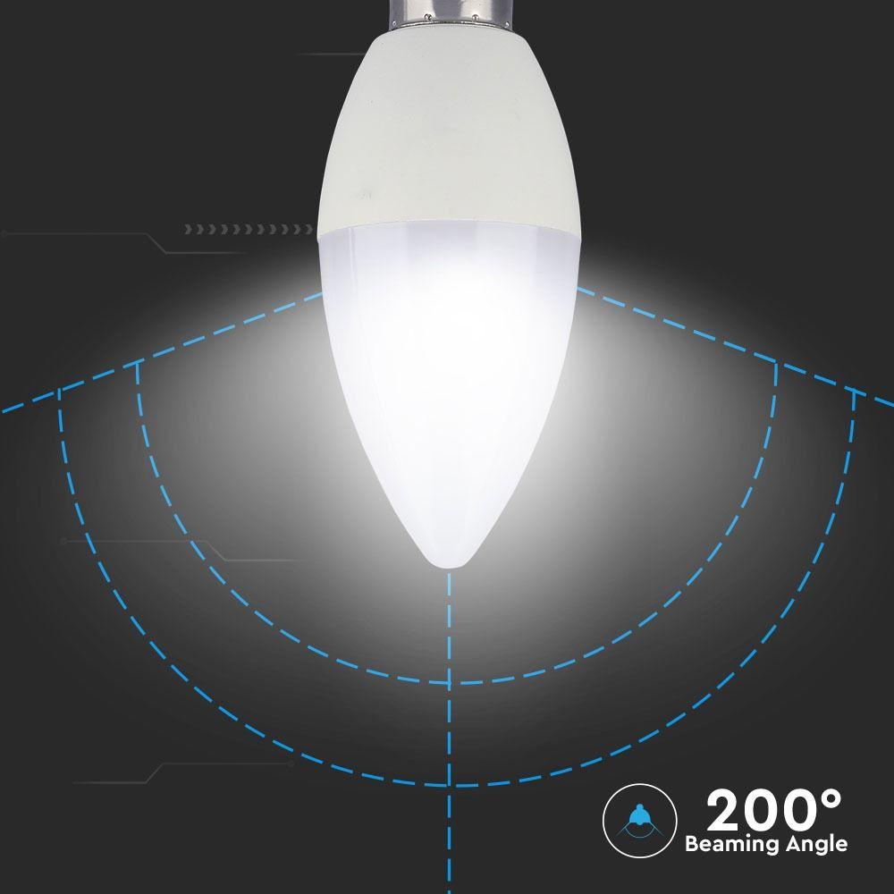 5.5W C35 Żarówka LED, Barwa:6400K, CRI>95, Trzonek:E14, VTAC, SKU 7496