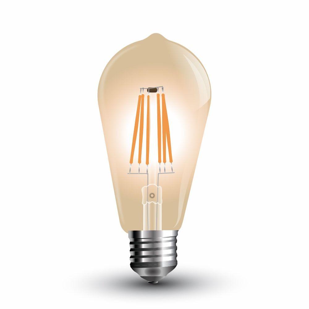 VT-1968 8W LED ST64 AMBER GLASS FILAMENT BULB 2200K E27