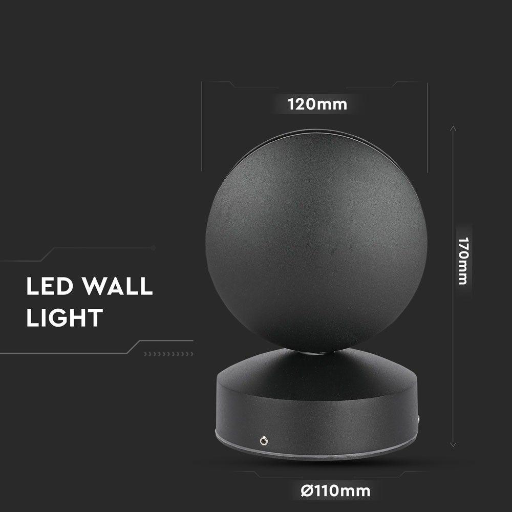 VT-707 7W LED WALL LIGHT 3000K IP65 BLACK BODY