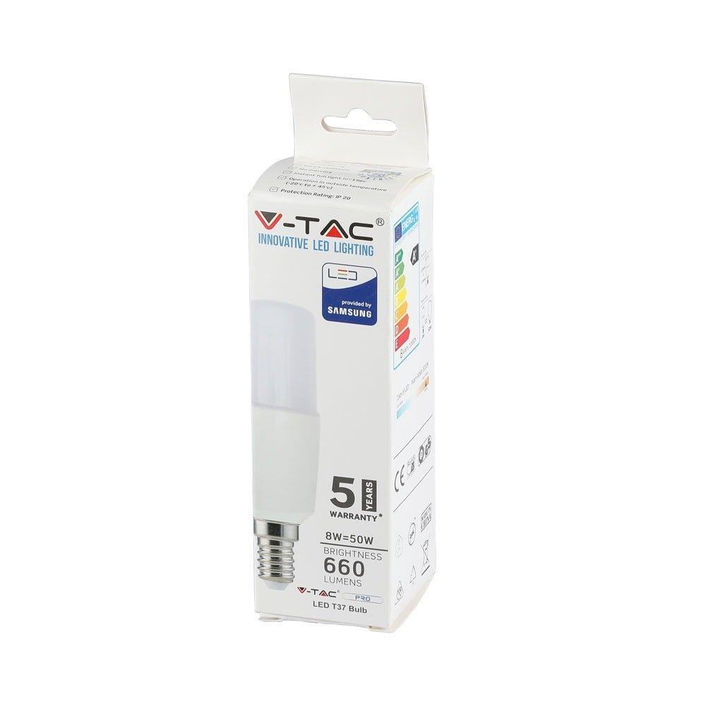 VT-248 8W T37 PLASTIC BULB-SAMSUNG CHIP 6400K E14