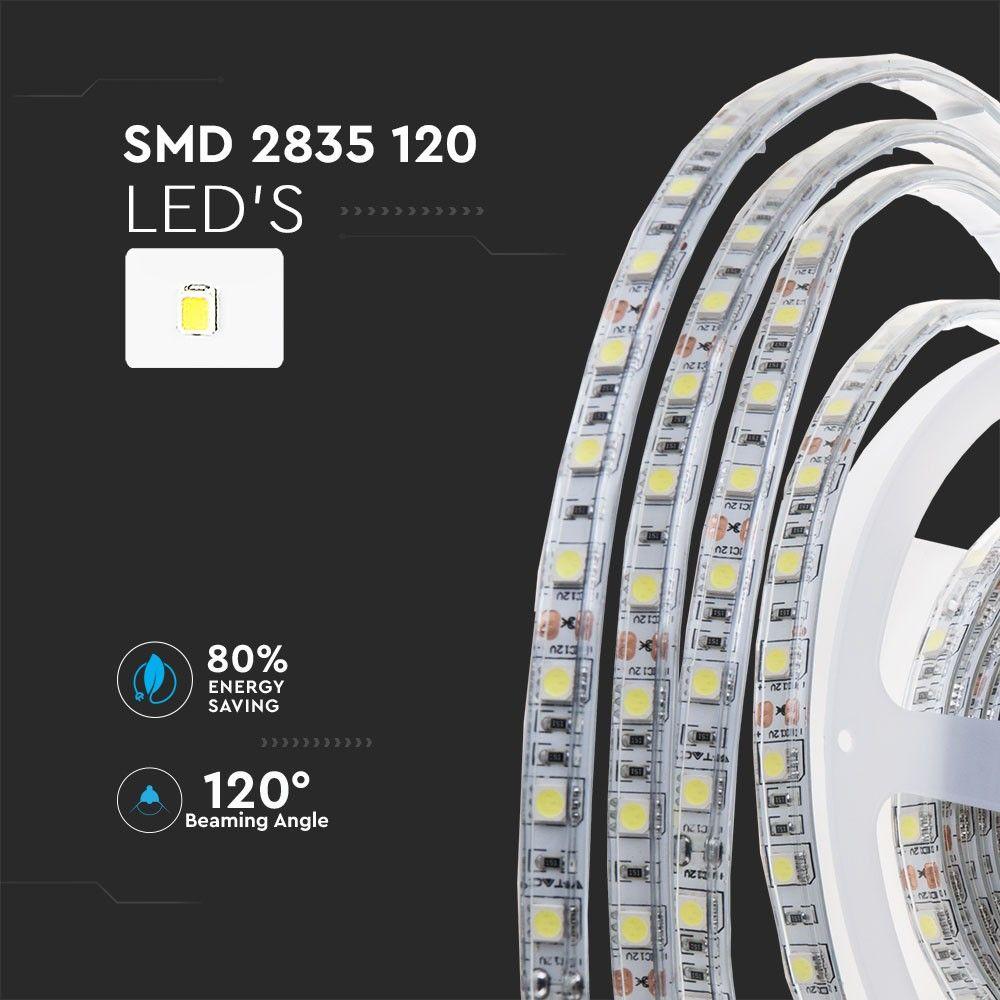 Taśma LED, Barwa:6000K, IP65, Zasilanie: 24V, Wzmocniony podkład PCB, Rolka:10m, VTAC, SKU 2627